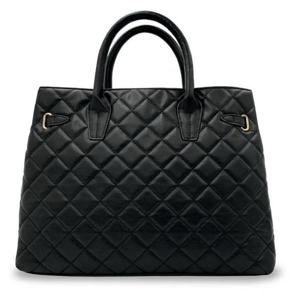 New Badgley Mischka Black Large Diamond Quilted Tote Bag - Picture 4 of 4